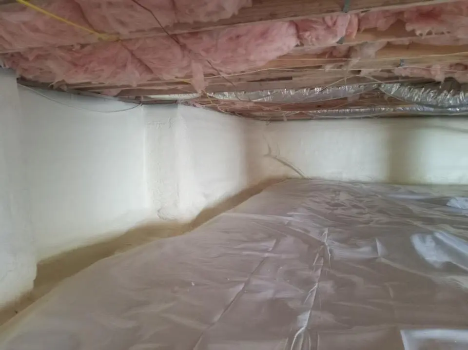 Crawl space encapsulation with closed-cell spray foam for Flat Roof Repair in South Run